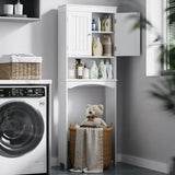 Over The Toilet Storage Cabinet with Open Shelf and Double Doors - White