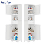 Asofer 67" Tall Bathroom Storage Cabinet with Sturdy Door and Drawer, Adjustable Shelf, White, 2-pack