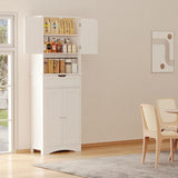 Noelse Kitchen Pantry Storage Cabinet, 66” Pantry Cabinet with Doors and Shelves, White