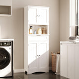 Noelse Kitchen Pantry Storage Cabinet, 66” Pantry Cabinet with Doors and Shelves, White