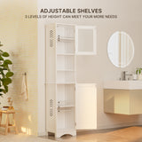 67"H Tall Bathroom Storage Cabinet, Narrow Tall Cabinet Storage Tower,Linen Cabinet with 2 Doors 2 Open Shelves, Adjustable Shelves for Bathroom, Bedroom, Kitchen - White