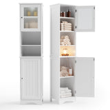 67"H Tall Bathroom Storage Cabinet, Narrow Tall Cabinet Storage Tower,Linen Cabinet with 2 Doors 2 Open Shelves, Adjustable Shelves for Bathroom, Bedroom, Kitchen - White