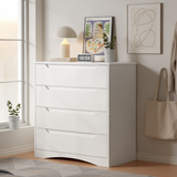 Asofer 32"H 4-Drawer White Dresser with Modern Cutout Handles – Stylish Dresser for Bedroom