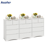 Asofer Bedroom White Dresser, 5 Drawer Chest for Living Room Wood Storage Cabinet,3-Pack