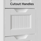 Bathroom Floor Cabinet Wooden Storage Organizer with 4-Drawer & 1 Door, Free-Standing Cupboard for Bathroom Kitchen, White