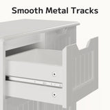 Bathroom Floor Cabinet Wooden Storage Organizer with 4-Drawer & 1 Door, Free-Standing Cupboard for Bathroom Kitchen, White