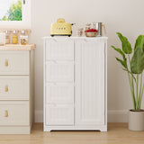 Bathroom Floor Cabinet Wooden Storage Organizer with 4-Drawer & 1 Door, Free-Standing Cupboard for Bathroom Kitchen, White