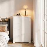 Bathroom Floor Cabinet Wooden Storage Organizer with 4-Drawer & 1 Door, Free-Standing Cupboard for Bathroom Kitchen, White