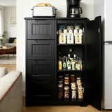 Small Pantry Cabinet, Asofer 33"H Storage Cabinet with 4 Drawers and Adjustable Shelves for Living Room, Kitchen, White