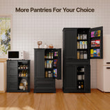 Noelse  Small Kitchen Pantry Cabinet with Shelves and Door,33'' Short Pantry Storage Cabinet with 4 Drawers for Kitchen Dining Room and Bathroom, Black