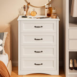 Noelse Dresser for Bedroom with 4 Drawers Wooden Chest of Drawers for Closet Dresser Storage Unit Organizer for Hallway Living Room and Office, White