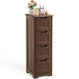 Small Bathroom Floor Storage Cabinet with 4 Drawers - Dark Brown