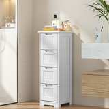 The Small Bathroom Floor Storage Cabinet with 4 Drawers - White