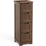 Small Bathroom Floor Storage Cabinet with 4 Drawers - Dark Brown