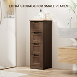 Small Bathroom Floor Storage Cabinet with 4 Drawers - Dark Brown