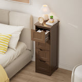 Small Bathroom Floor Storage Cabinet with 4 Drawers - Dark Brown