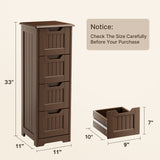 Small Bathroom Floor Storage Cabinet with 4 Drawers - Dark Brown