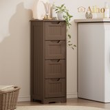 Small Bathroom Floor Storage Cabinet with 4 Drawers - Dark Brown