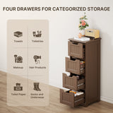 Small Bathroom Floor Storage Cabinet with 4 Drawers - Dark Brown