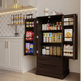 47" Kitchen Pantry Storage Cabinet with Doors and Shelves - Brown