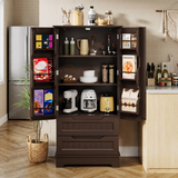 Pantry Storage Cabinet with 2 Drawers，Asofer 47" Kitchen Small Food Pantry Cabinet for Dining Room, White