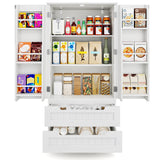 Noelse  47'' Kitchen Pantry Storage Cabinet with 2 Doors and 8 Shelves, Wooden Food Storage Cabinets with 2 Drawers for Dining Room and Craft Room