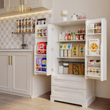 23.7 "W Pantry Cabinet with 2 Doors and 2 Drawers - White