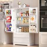 Asofer Modern Sideboard & Snack Pantry Cabinet Set, Wooden Buffet Storage with Drawer and Shelves for Kitchen Dining Room