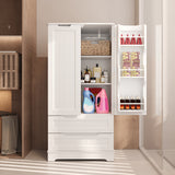 Asofer Modern Sideboard & Snack Pantry Cabinet Set, Wooden Buffet Storage with Drawer and Shelves for Kitchen Dining Room