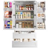 Asofer Modern Sideboard & Snack Pantry Cabinet Set, Wooden Buffet Storage with Drawer and Shelves for Kitchen Dining Room