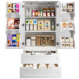 47" Kitchen Pantry Storage Cabinet with 2 Doors and 8 Shelves, Noelse Wooden Food Storage Cabinets with 2 Drawers for Dining Room and Craft Room