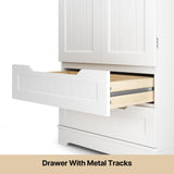 Asofer Modern Sideboard & Snack Pantry Cabinet Set, Wooden Buffet Storage with Drawer and Shelves for Kitchen Dining Room