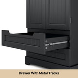 Asofer 47" Pantry Cabinet, 8-Shelf 2-Door Storage w/Drawers, Black