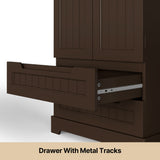 Asofer 47" Pantry Cabinet, 8-Shelf 2-Door Storage w/Drawers, Dark Brown