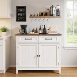 Asofer Kitchen Pantry Storage Cabinet, Wood Coffee Bar,Sideboard Buffet with Adjustable Shelf and 2 Drawers for Kitchen,Living Room,hallways,Retro/Gray