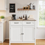 Asofer Kitchen Pantry Storage Cabinet, Wood Coffee Bar,Sideboard Buffet with Adjustable Shelf and 2 Drawers for Kitchen,Living Room,hallways,Retro/Gray