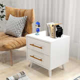 Asofer Nightstand, Modern Bedside Table with 2 Drawer Dresser, Small Wood Night Table for Bedroom, White