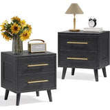 Noelse 3-Piece Bedroom Furniture Set, Full Size Bed Frame with Upholstered Headboard & 2 Nightstands, Under Bed Storage, Noise-Free, Gray and Black