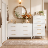 Asofer 3 Piece Bedroom Set, 6-Drawer Dresser &5-Drawer Dresser, Wood Dresser with Ample Storage for Bedroom, White