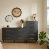 Bedroom Furniture Sets, Asofer Black Room Set Includes 5-Drawer Dresser & 6-Drawer Dresser with Handle