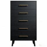 Asofer 5-Piece Black Bedroom Set: Queen Storage Bed Frame, 2 Nightstands, 5 & 6 Drawer Dressers