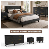Asofer Modern 4 Pieces Bedroom Furniture Set, Includes Queen Bed Frame, 2 Nightstands,6-Drawer Dresser