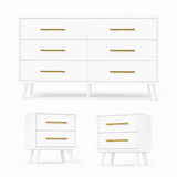 Asofer Modern 4 Pieces Bedroom Furniture Set, Includes Queen Bed Frame, 2 Nightstands,6-Drawer Dresser