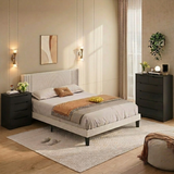 Asofer 3 Pieces Bedroom Furniture Set, Includes Queen Bed Frame with Headboard, Wooden 4-Drawer Dressers & 6-Drawer Dressers for Bedroom, Black