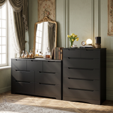Asofer Bedroom furniture Sets, Includes 6 Drawer Dresser & 6 Drawer Dresser with Concealed Handle for Master Bedroom, Black