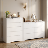 Asofer Bedroom furniture Sets, Includes 6 Drawer Dresser & 6 Drawer Dresser with Concealed Handle for Master Bedroom, White