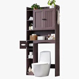 Asofer 66 Over The Toilet Storage Cabinet with Adjustable Shelf & Door - Ideal for Bathroom & Laundry Room，Dark Brown