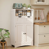 Small Pantry Cabinet, Asofer 42.5"H Storage Cabinet with 2 Drawers and Adjustable Shelves for Living Room, Kitchen, White