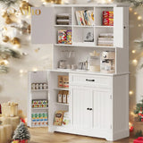 Aiho 67" Kitchen Pantry Storage Cabinet with Doors & Shelves - White