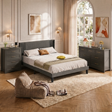 Asofer 3 Pieces Bedroom Furniture Set, Includes Queen Bed Frame with Headboard, Wooden 4-Drawer Dressers & 7-Drawer Dressers for Bedroom, Black